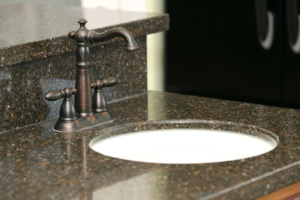 Granite counter and sink in bathroom